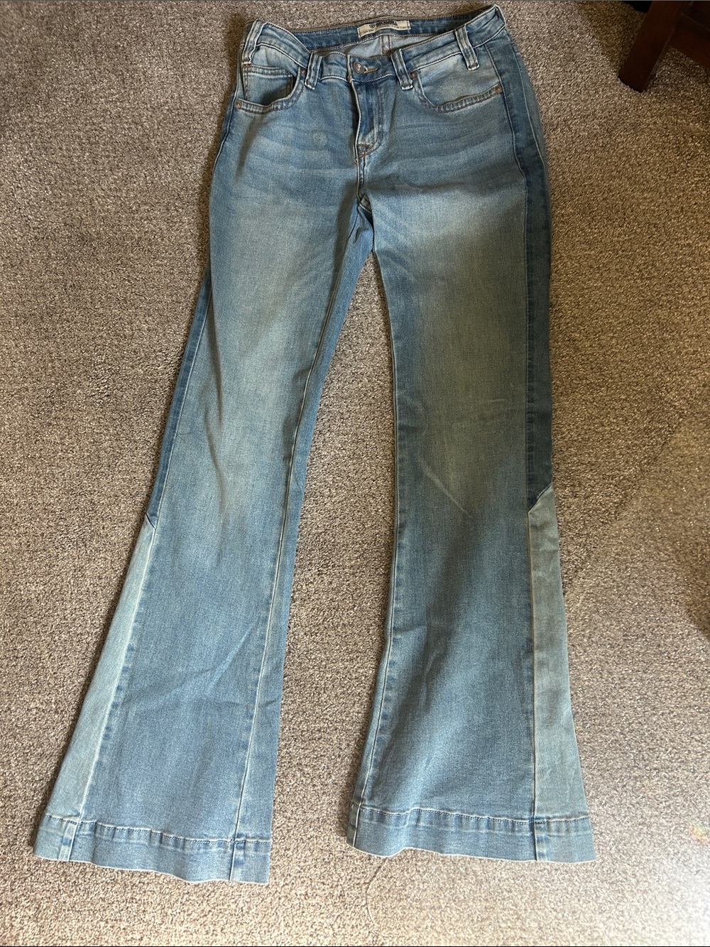 Two-Tone Light Blue Women's Flare Jeans